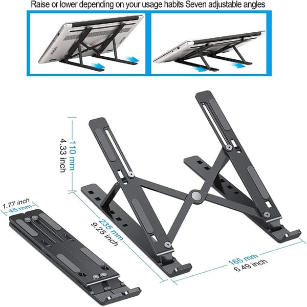 Laptopstativ kompatibelt med 10-15,6 tommer (sort) sort svart