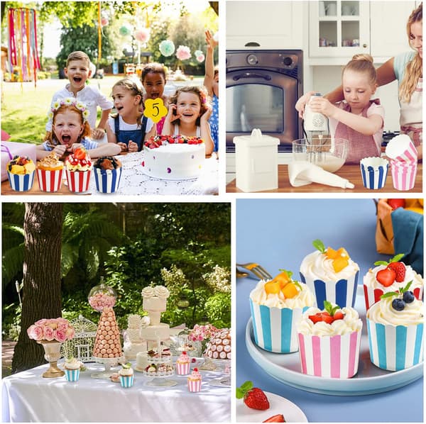 50 stk. blå papirmuffinsformer for bursdag, bryllup og fest