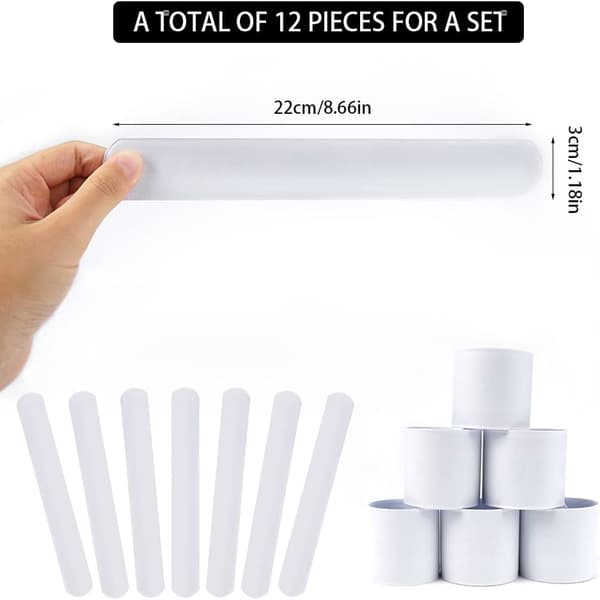 12 Pcs Blank Bracelets for DIY Child Identification, Slap Bands Personalized to Return Lost Child