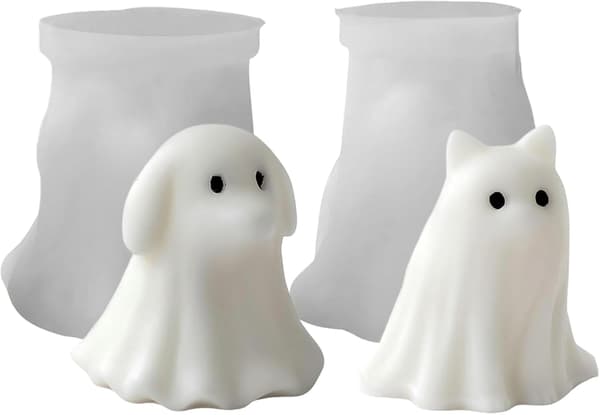 Silikonform 3D DIY Valp Kattunge Form Söt Spöke 2 st 7,6 cm Ljusformar