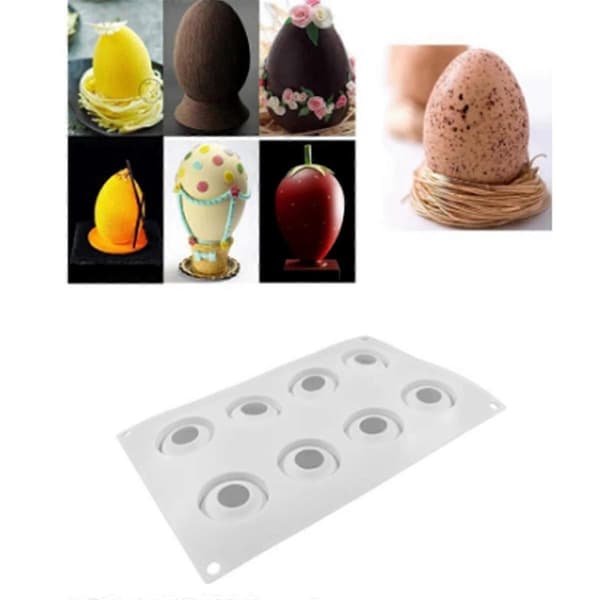 Påskeegg Silikonform Åtte Hull Tredimensjonal Eggform Gipsform DIY Håndlaget Hjemmeinnredning