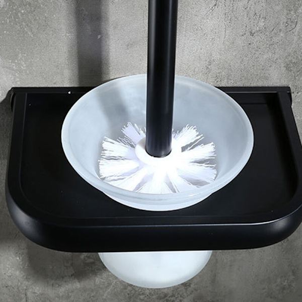 Sort toiletbørsteholder i aluminium til badeværelse