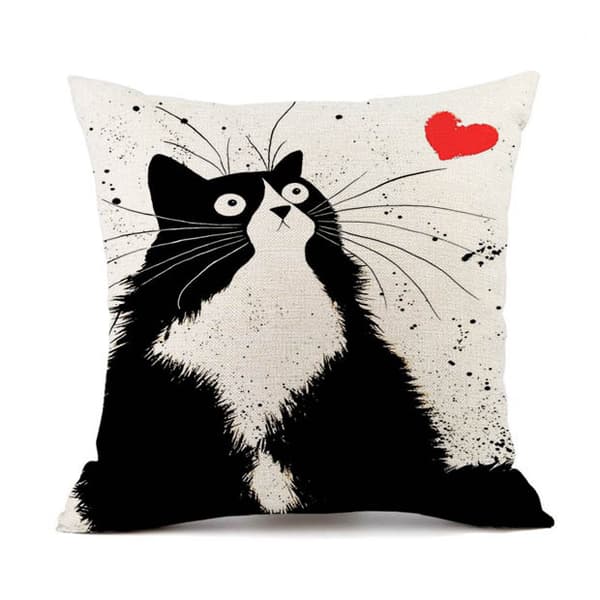 Kuddfodral, Set med 4 - 45 x 45 cm Bomull och Linne Tryck Svart