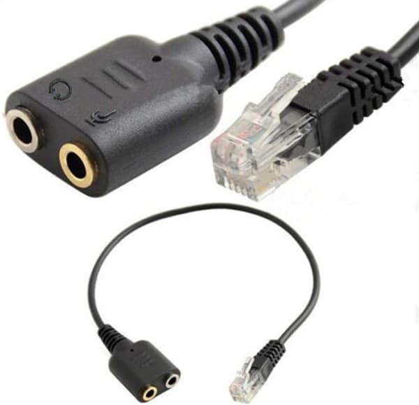 Hane til 2 x 3,5 mm Hun Jack Hodetelefoner Telefon Mikrofon Audio Splitter Adapter Kabel for Fasttelefon
