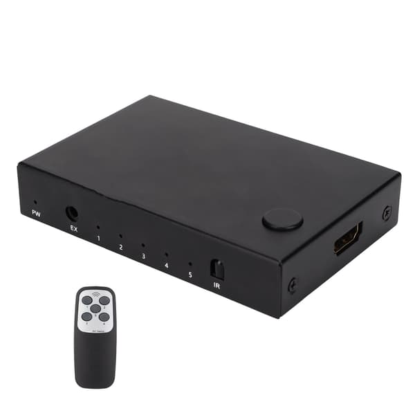 18 Gbps HD Multimedia Interface 2.0 5x1 Switcher 5 inn 1 ut-bryter med fjernkontroll og ladekabel