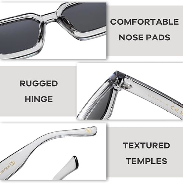 Retro Square Sunglasses for Men Women Trendy Thick Rectangular Chunky Frames Black Lenses