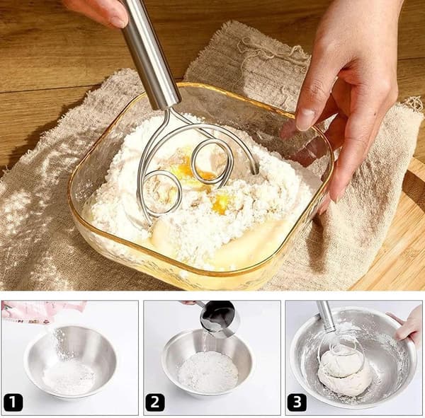 Dough Whisk - 2 pcs Whisk Mixing and Whipping Danish Mixer Spiral Egg Double Ring Kitchen Utensil For Baking in Manual Making Bread Cake_yu