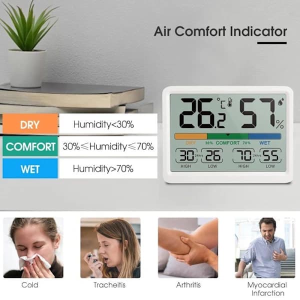 Digitalt Rumstermometer Hygrometer Magnetisk Temperatur- og Fugtighedsmåler YYV