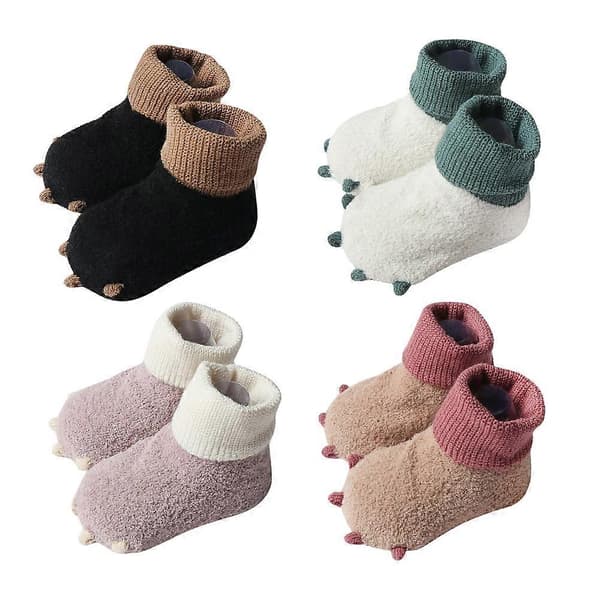 Black Socks Baby Winter Socks Warm Non-slip Cuffs .5cm 1 Pair Solid Normal Solid Normal
