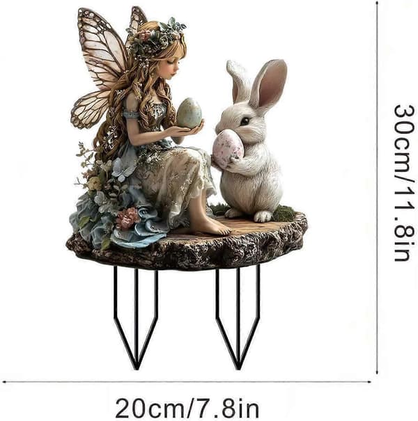Udendørs påskepynt Akryl påskehare Haveprop Grå 20x30cm Havepind (FMY)