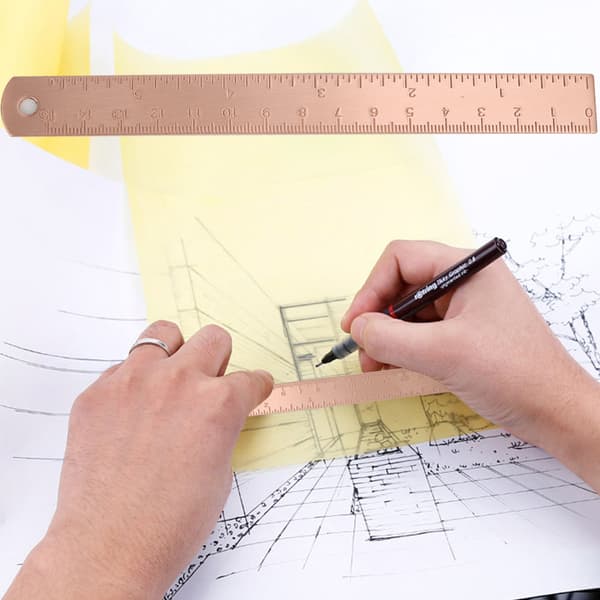 Thickened Straight Copper Ruler 0~150mm Mini Copper Ruler Drawing Accessories Copper 15cm Scale 1.5mm Thick