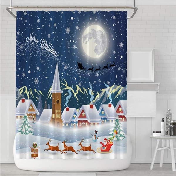 Jul 3D digitaltryck tecknad duschdraperi, polyester w