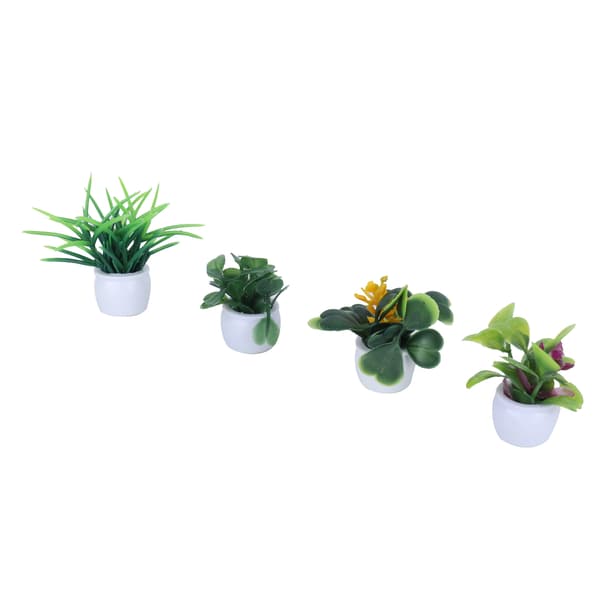 4-pack Mini Simulation Potted Plants Set Artificial Potted Plants Set with Ceramic Pots for Home Office Table Decoration