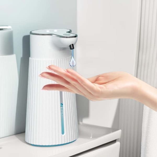 Automatic Soap Dispenser Drip Model - Intelligent Hand Wash, Wall Mounted for Kitchen, Rechargeable, 400ml Capacity White Svart