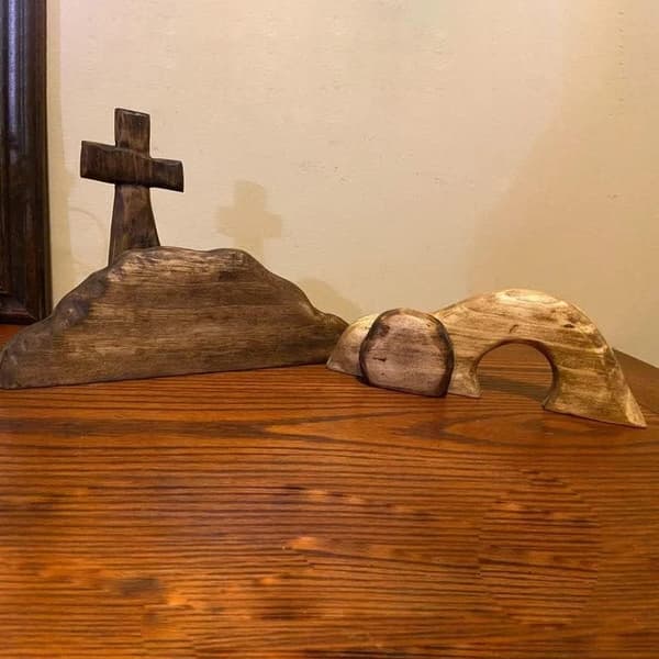 Den tomma graven påskscen och korsdekoration, Jesu grav påsk