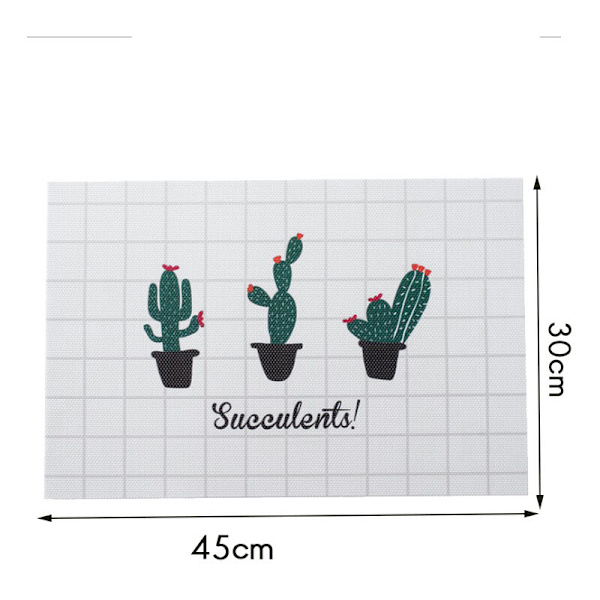 6-piece Printed Placemat, Cactus Pattern Placemat, Table Mat, Waterproof Heat Insulation Pad, Drink Coaster