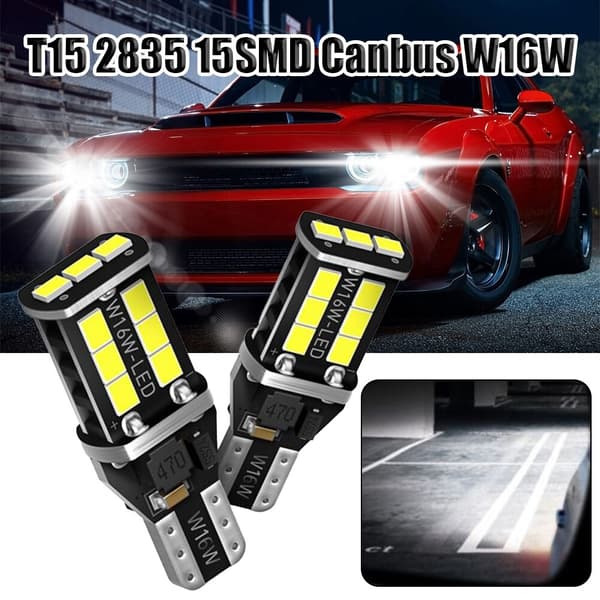 2*LED Bakljus Bromsljus T15 2835 15SMD Canbus W16W Super