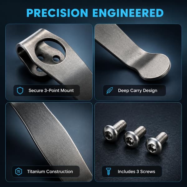 Titanium dyp bæreklips kompatibel med Spyderco -