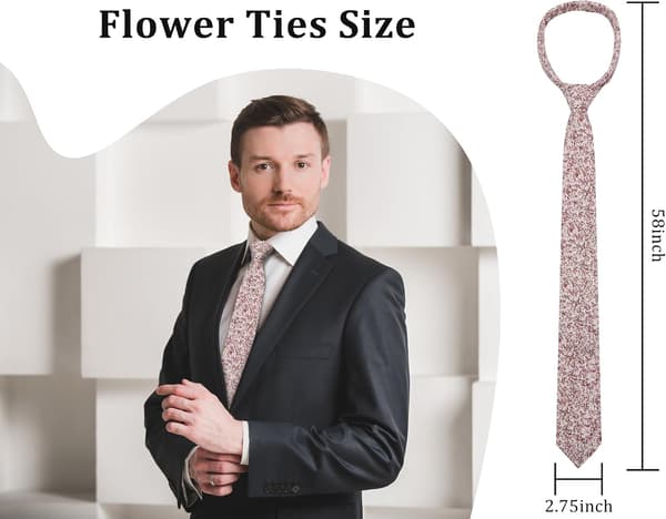 Blommiga slipsar för män 2,75'' Smal bomullsslips Herr Blomhalsdukar Bröllopsfest Examen Affärer Rosa - Pink Floral