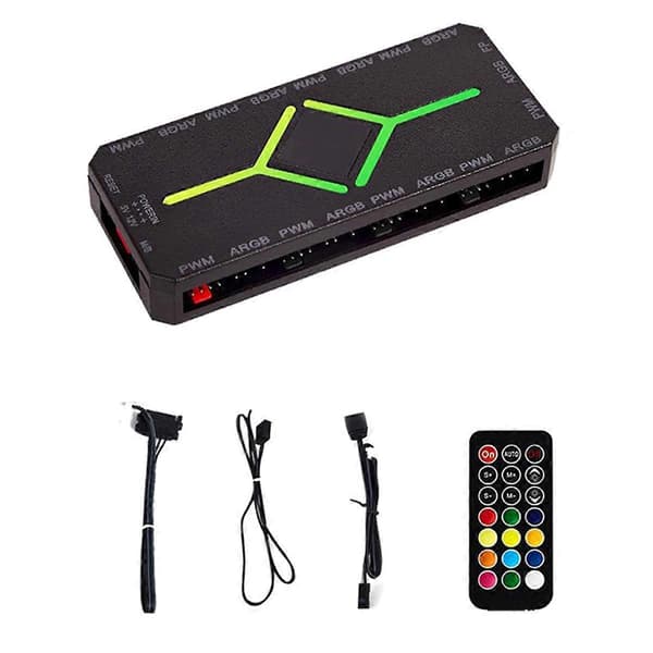 5V 3-bens ARGB-controller køleventilatorhub PWM ARGB-ventilatorhub sort (FMY)