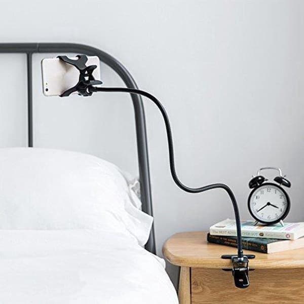 Black Universal Flexible Phone Holder with Clamp - Lazy Arm, Flexible Smartphone Holder