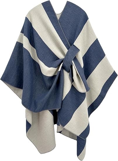 Dame Sjal Omslag Åpen Front Poncho Cape Cardigan for Høst Vinter Reisegave