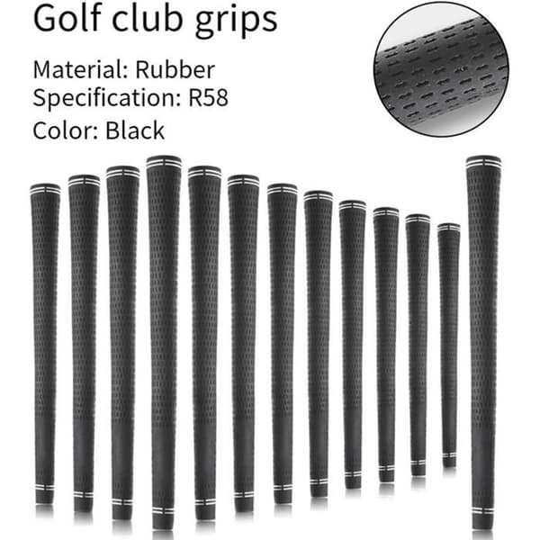 Set of 13 Standard Black Rubber Golf Grips, Non-Slip, Precise Control, Enhanced Stability