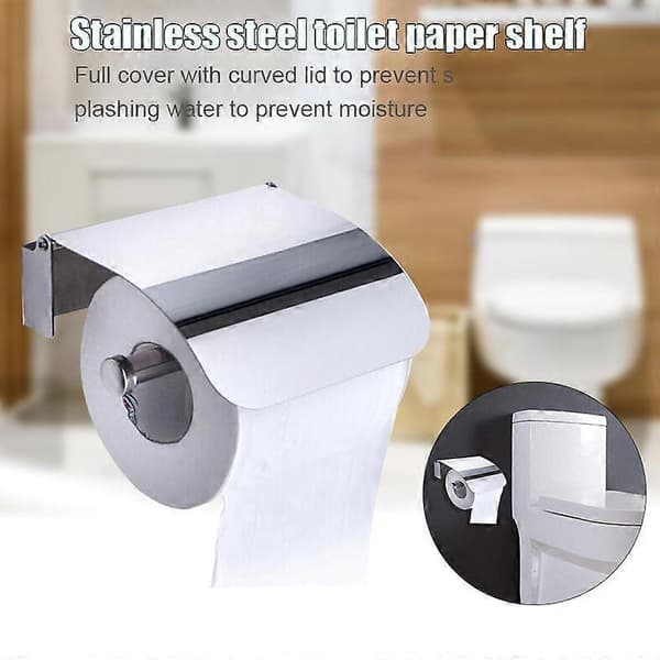 Toiletpapirholder med buet låg, vægmonteret i rustfrit stål til