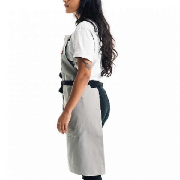 Kitchen Apron - Professional Chef or Waiter Apron for Men and Women - Adjustable Strap with Pockets and Towel Rings - Grey