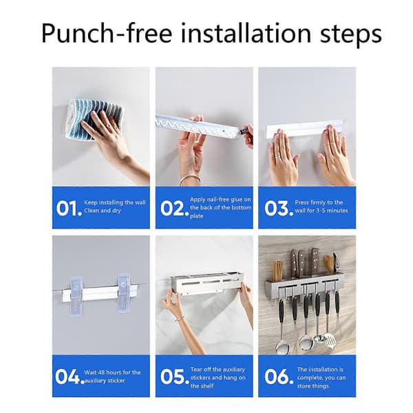 Kitchen Utensil Holder and Tool Holder Kitchen Organizer Knife Chopstick Holder for Wall Kitchen Accessories Props Silver L Silver L