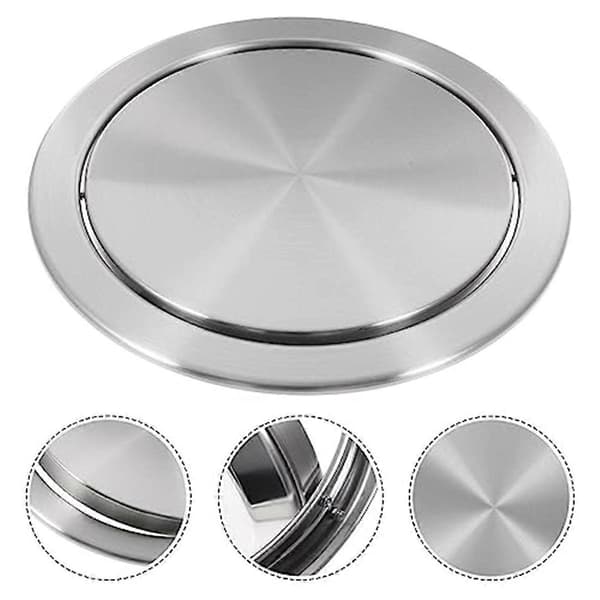 Trash Can Lid Simple Trash Chute Built-in Countertop Round Lid Swing Flap Trash Can Lid for Kitchen Silver silver