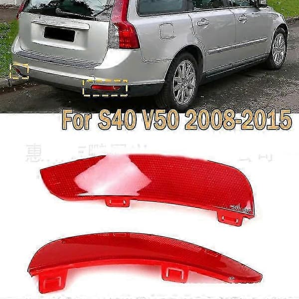 Red Rear Bumper Reflector Lamp Compatible with Volvo S40 V50 2008-2015-FA-