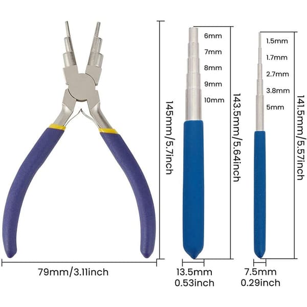 Wire Wrapping Tool with Wire Wrapping Mandrel and 6-in-1 Ring Pliers for Wire Wrapping and Jump Rings