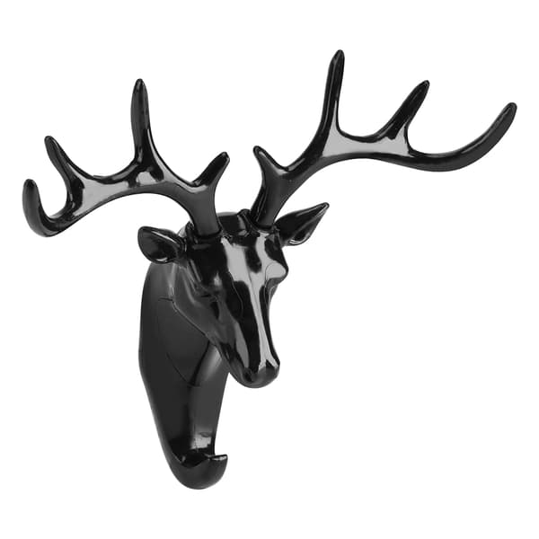 Creative Deer Head Self-Adhesive Wall Hook Hanger Key Bag Holder Organizer Home Decor (Black)