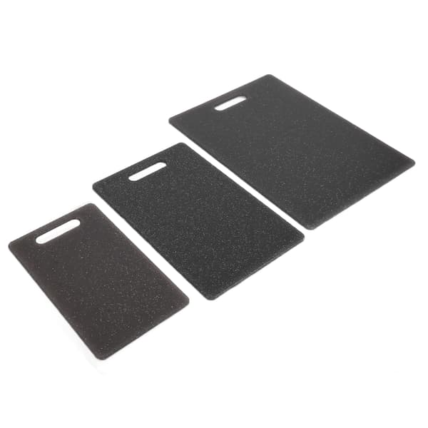 3-piece Cutting Board Set Imitation Marble Pattern Double-Sided Cutting Board Kitchen Accessories (Black)