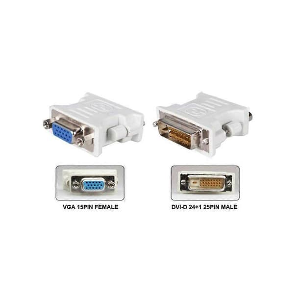 DVI-D hann til VGA hun adapterkonverterer VGA til DVI/24+5-pinners hann til VGA hun adapterkonverterer