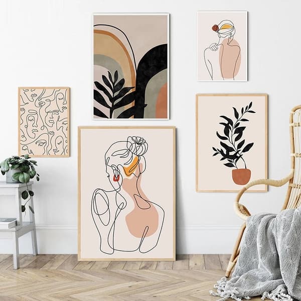 Abstract and minimalist lines, female silhouette, home decor