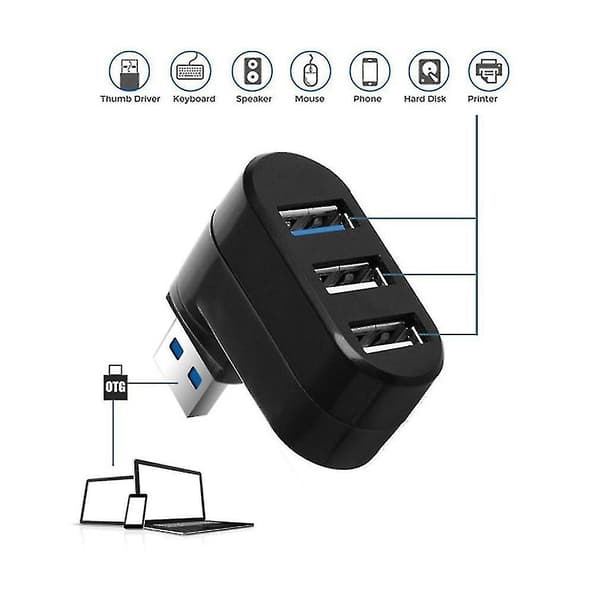Mini 3-portars USB 3.0 Hub Höghastighets Dataöverföring Splitter Box Adapter för PC Laptop USB Hub 3/6 Portars USB Hub