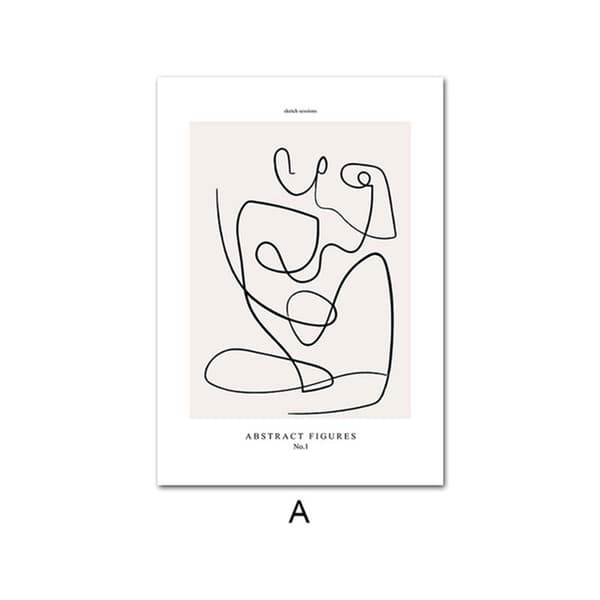 Kreative, minimalistiske, abstrakte linjer, ansigtsmønstre, lærred