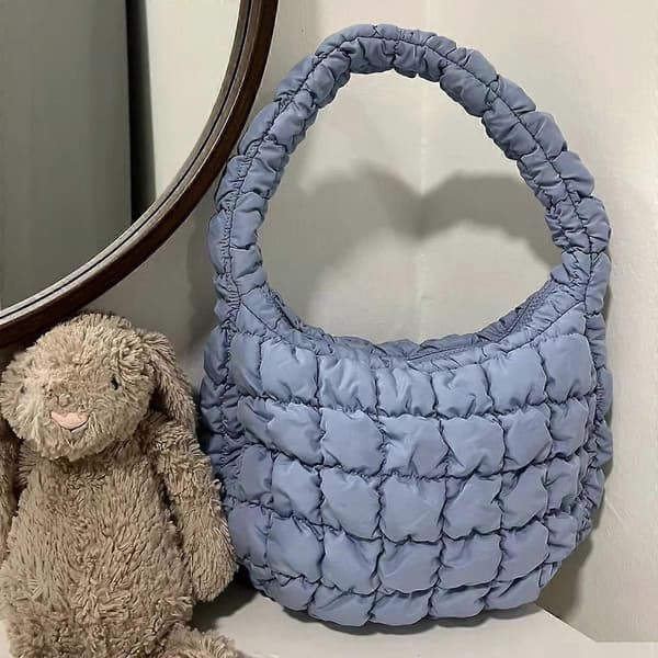 Type J Large Capacity Polyester Pleated Design Women's Handbag Stylish Simple Shoulder Bag