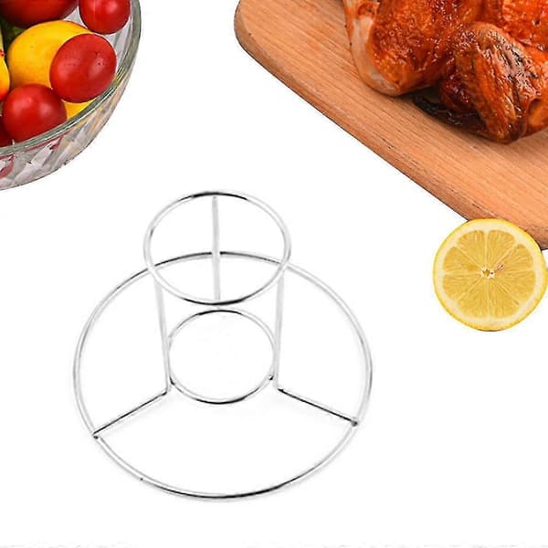 2 stk. Kyllingegrillstativ i rustfrit stål BBQ Grillholder Øldåse Kyllingestativ (FMY)