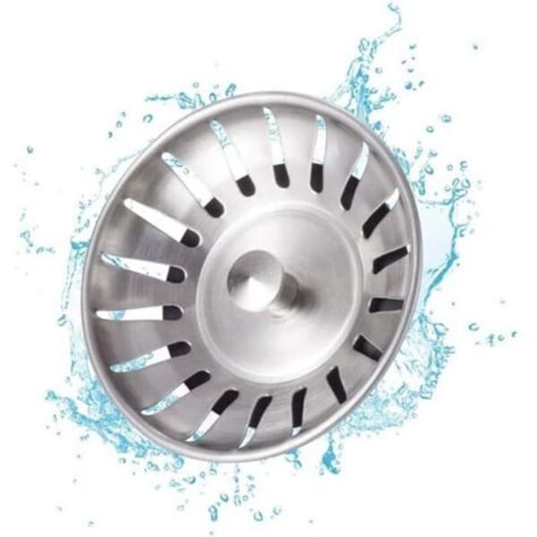 2-delt vaskeprop i rustfrit stål - Universal si (diameter: 78 mm), vaskeprop med 18 riller, anti-tilstopningsgitter, hurtig dræning