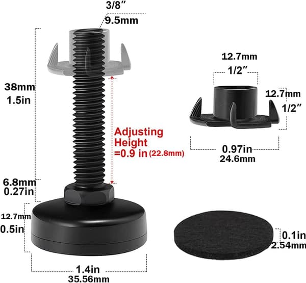 Justerbare føtter 3/8  \"-16 (4-pakning)_tfrf