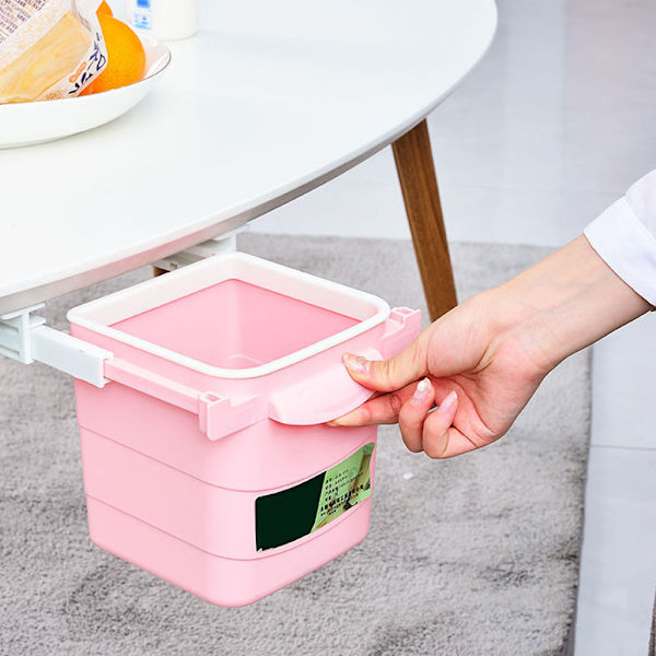 Avfallsbeholder under bordet Multifunksjonell Push-pull kompakt askebeger for kontor Rosa Pink