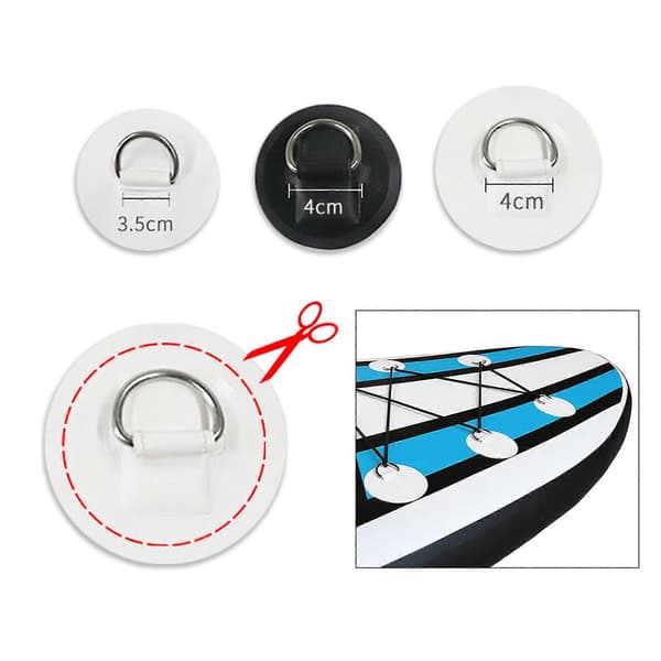 20x D-ring Pad/patch Trækringe i rustfrit stål til PVC Oppustelig Båd (FMY) Hvid White