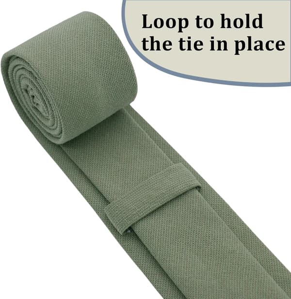 Slips for menn, bomull lin menns smale slips ensfarget halsslips bryllup brudgom forlovere ensfarget: salviegrønn - Solid: Sage Green