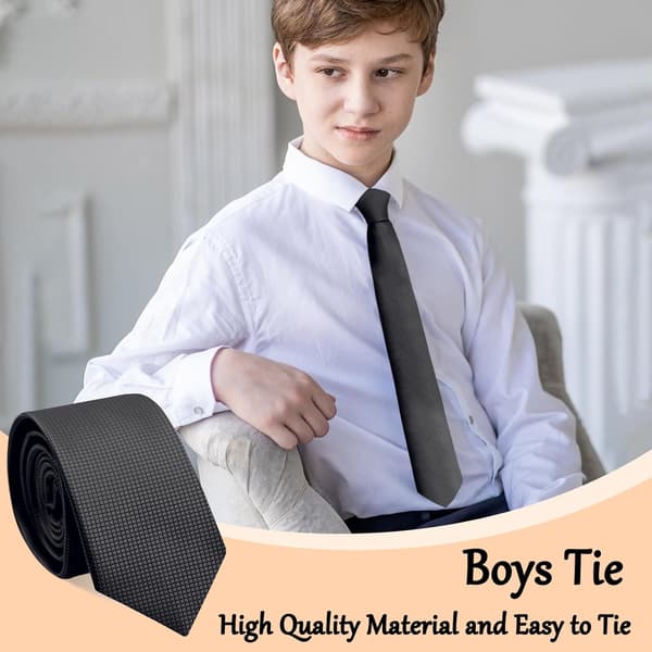 Selvbindende slips for gutter til skole/konfirmasjon/fritid, svart - Black