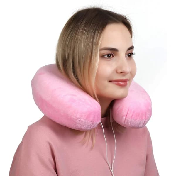 Neck pillow with removable cover, memory foam, pink【PL】