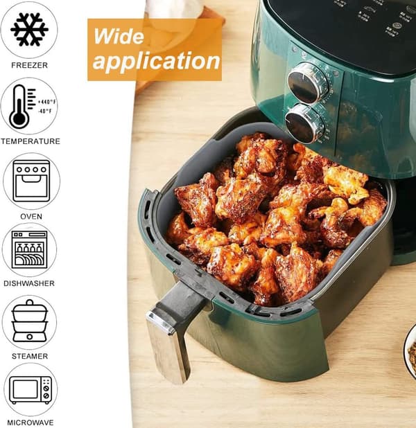Silikone bageforme til Airfryer Sæt med 2 - 20 cm - Grå - Kurveform - Genanvendeligt alternativ til papir