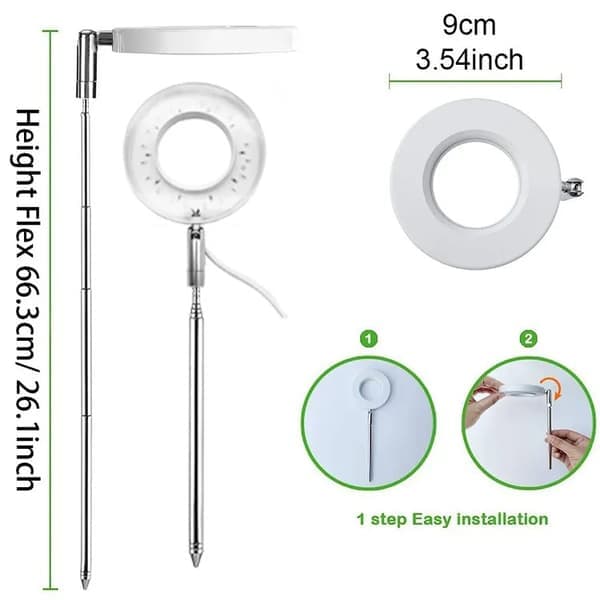 Plantlys / plantebelysning, justerbar høyde, Lampe for planter med på/av-timer (2/4/8 timer) - egnet for små planter og innendørsplanter